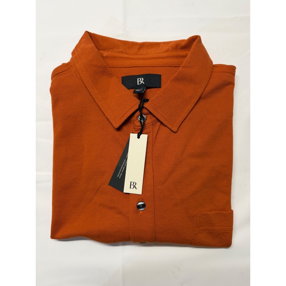 Banana Republic Luxury Touch Polo Shirt Mens XXL Burnt Orange Cotton Pique New